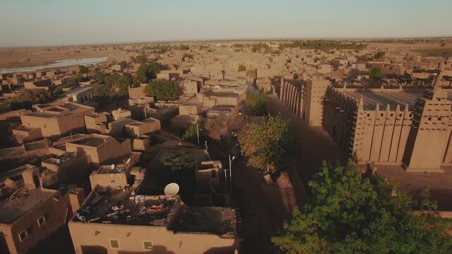 Mali &ndash; 4K Drone Aerial of Djenn&eacute; with Famous Great Mosque of Mud Architecture