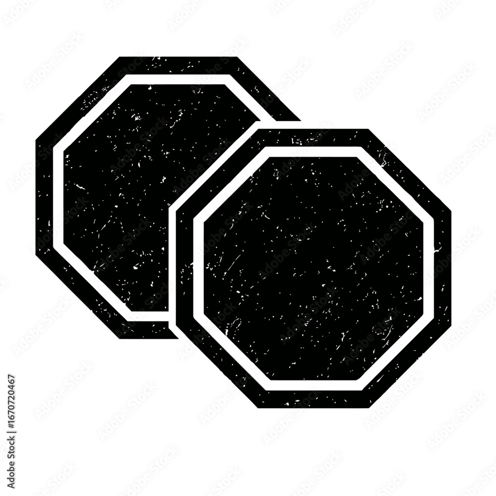 Aufkleber gritty interlocking octagons - abstract vector graphic with a bold texture