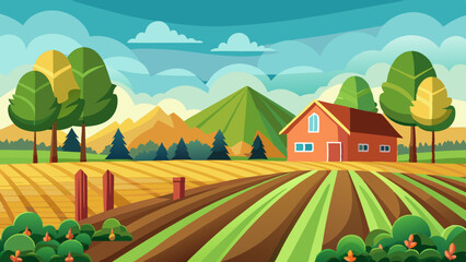 Fototapeta premium farm field landscape vector background