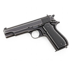 Modern Tactical Semi-Automatic Pistol Gun in Gray, Isolated on White