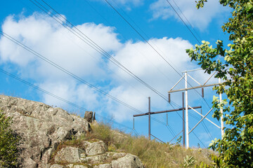 Obraz premium power lines in the mountains