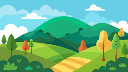 Obraz premium hill trees vector background