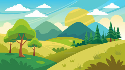 Obraz premium hill trees vector background
