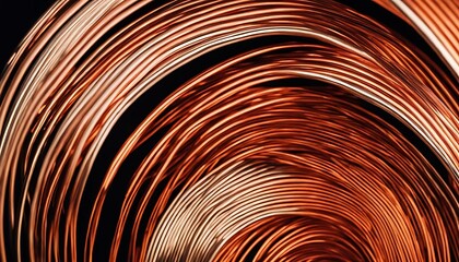 A close up view of coiled copper wires against a dark background creating an abstract pattern