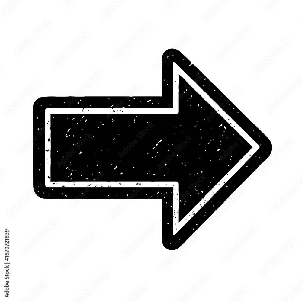 Poster Distressed Right Arrow - Textured Vector Illustration for Navigation and Progress