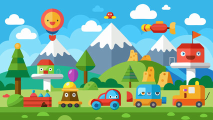 Naklejka premium kids toys landscape vector background