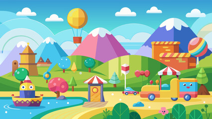 Fototapeta premium kids toys landscape vector background
