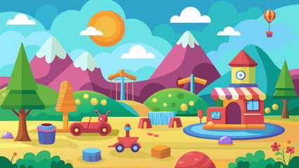 Fototapeta premium kids toys landscape vector background