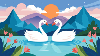 Obraz premium swans in the lake