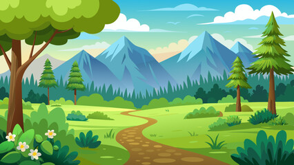 Obraz premium meadow and forest nature landscape vector background