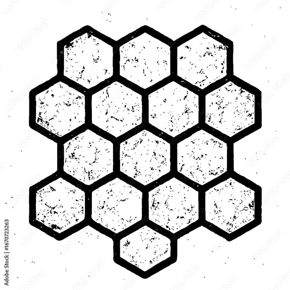 Poster abstract honeycomb hexagon pattern - geometric and cellular network vector