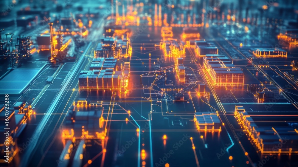 Aufkleber interactive high-tech mapping system urban cityscape digital visualization futuristic environment ae