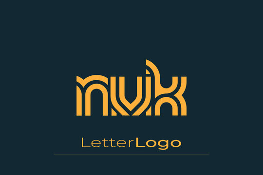 NVK Creative Unique Modern Letter Logo Design. Elegant Monogram Logo Design with Decorative Elements and Typography