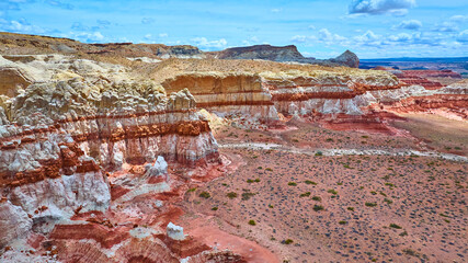 Aerial Desert Canyon Layers and Red Rock Cliffs Catstair Canyon Utah