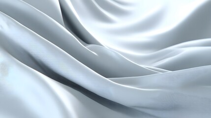 Fototapeta premium A detailed close-up of flowing light-gray silk fabric, exhibiting elegant folds and smooth texture.