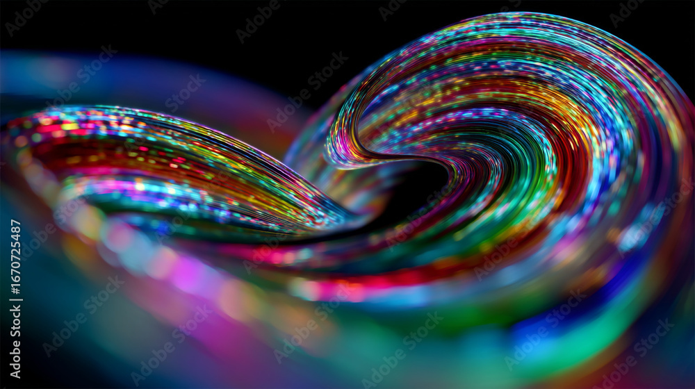 Aufkleber a vibrant swirl of multicolored lights creating a dynamic and abstract visual spectacle on black bac