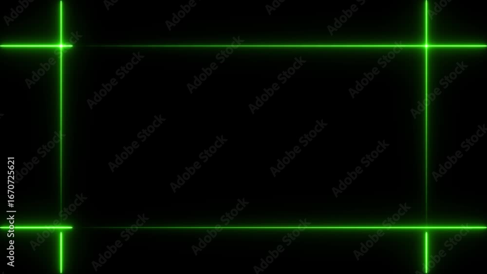 Aufkleber green color rectangle picture frame animation icon. neon line glowing square frame on black backgrou
