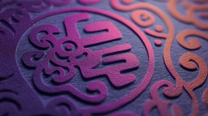 Intricate Purple and Orange Embossed Design Mandala Art