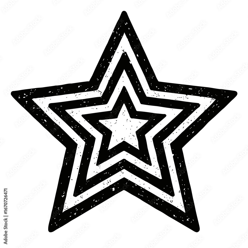 Poster vector of grunge nested five-pointed star - abstract and stylized symbol