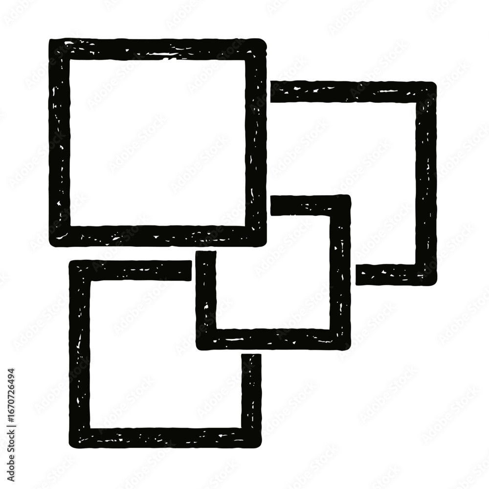 Poster vector of grunge abstract interlocking squares - geometric and modern symbol