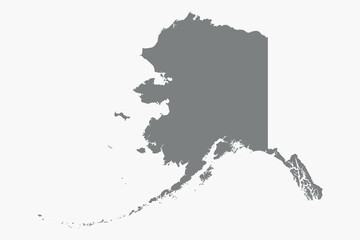 Vector graphic artwork suitable for print and web containing flat detailed map of ALASKA
