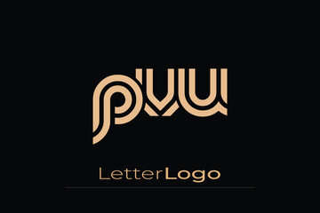 PVU Creative Unique Modern Letter Logo Design. Elegant Monogram Logo Design with Decorative Elements and Typography