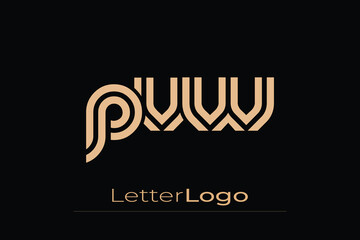PVW Creative Unique Modern Letter Logo Design. Elegant Monogram Logo Design with Decorative Elements and Typography