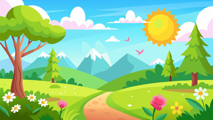 Fototapeta premium sunny spring andscape vector background