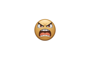 an angry emoji, this design is about emotion, the design has a simple style, and it is set against a transparent background