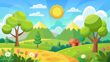 Fototapeta premium sunny spring andscape vector background