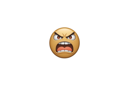 an angry emoji, this design is about emotion, the design has a simple style, and it is set against a transparent background