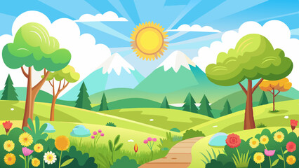 Fototapeta premium sunny spring landscape vector background