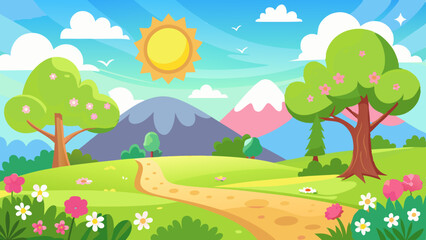 Fototapeta premium sunny spring landscape vector background
