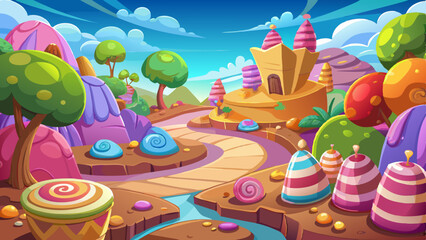 sweet candy land cartoon game background