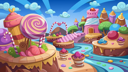 sweet candy land cartoon game background