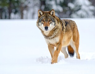 Naklejka premium Gray wolf in snowy forest