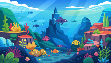 Fototapeta premium underwater world panorama landscape vector