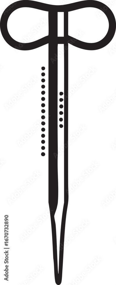 Poster surgical scalpel outline icon with incision path flat minimal vector style