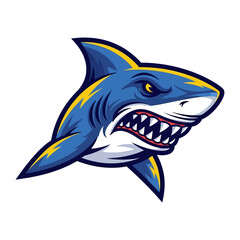 Shark Illustration: A formidable, aggressive shark illustration showcases a vibrant palette and dynamic composition, perfect for aquatic themes and bold graphic design.