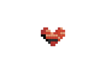 a pixel art heart with a red color, set against a white background, with a beautiful design, designed to show love, showing a nice style, no background.