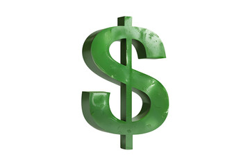Obraz premium emerald green dollar sign with a glossy, textured finish, no background