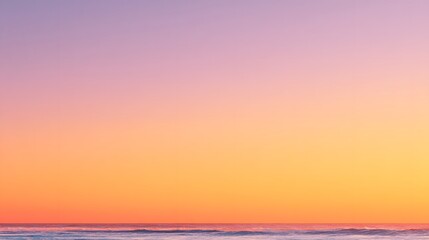 A serene, pastel sunset over a calm ocean, showcasing a soft color gradient from lavender to orange.