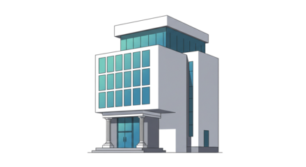 Modern architecture building design office exterior facade structure urban cityscape illustration on transparent background