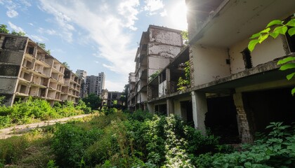 Fototapeta premium Radioactive Exclusion Zone with Abandoned Buildings
