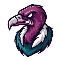 Vulture Illustration: A powerful illustration of a vulture, showcasing its stern face, the bird embodies resilience and observation, perfect for a design that craves a fearless vibe.