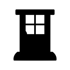 Black Silhouette of a Broken Door or Window with Four Panes