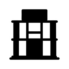 Abstract black and white H shaped building icon with minimalist design style