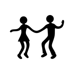 Silhouette illustration of a couple dancing happily together on a white background