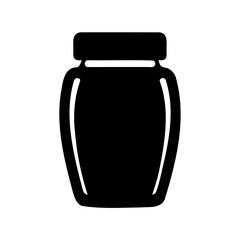 Black and white silhouette of a small, closed jar or container