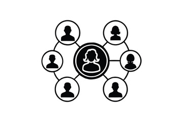 Social Network Diagram with Connected People Icons ,Team Collaboration and Communication Concept Vector